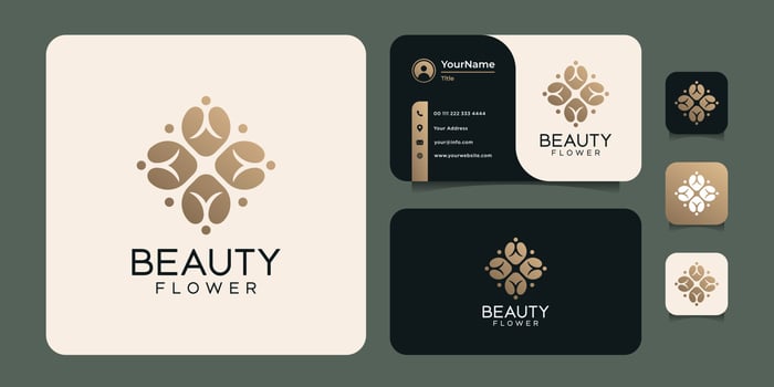 Hand drawn beauty feminine and modern flower template logo set vector