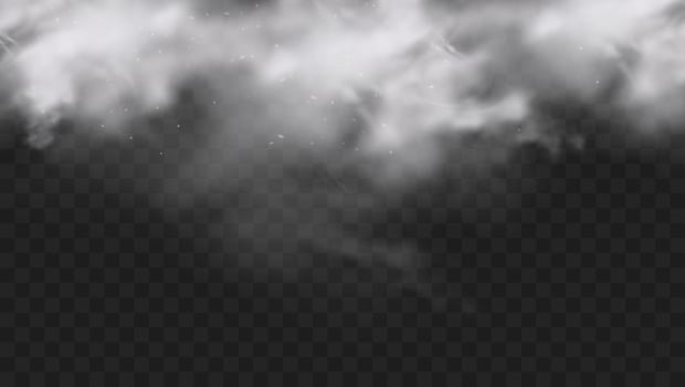 White fog or smoke on dark copy space background. Vector illustration
