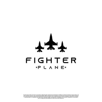 silhouette of fighter plane logo design modern concept vector