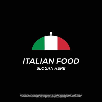 Italian food logo design illustration, italian restaurant logo design icon template vector