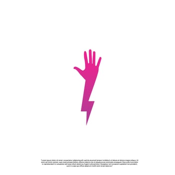 hand with bolt logo design on isolated background, hand electric logo design modern concept vector