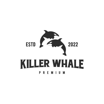 killer whale logo design simple vintage vector