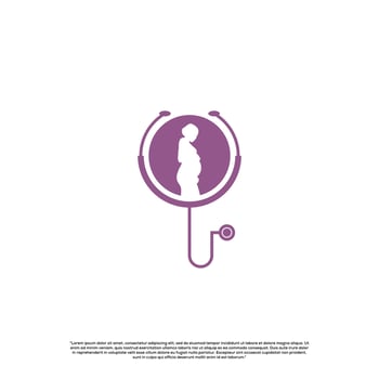 pregnant doctor logo design pregnant women with stethoscope logo design icon template vector