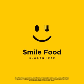smile food logo design on isolated background, happy food logo design concept modern vector