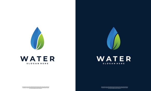 nature water logo design modern. water combine with leaf logo design concept vector