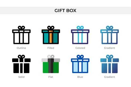 Gift Box icon in different style. Gift Box vector icons designed in outline, solid, colored, filled, gradient, and flat style. Symbol, logo illustration. Vector illustration