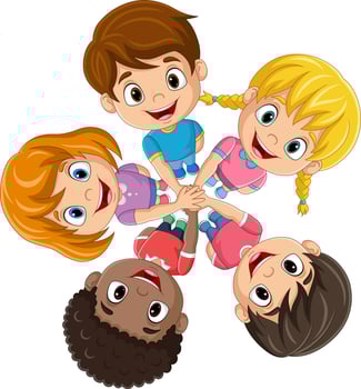 Cartoon children standing in a circle vector
