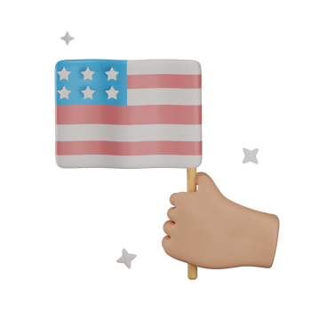 3D USA flag with hand illustration with transparent background png