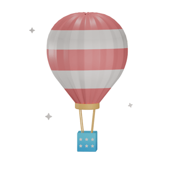 3D hot air balloon USA motif with transparent background png