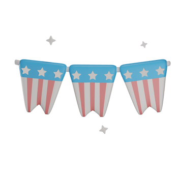 3D garlands USA with transparent background png