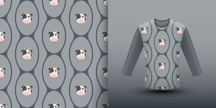 Cow seamless pattern with shirt vector