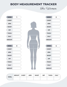 Body measurement tracker for women, weight loss tracker vector