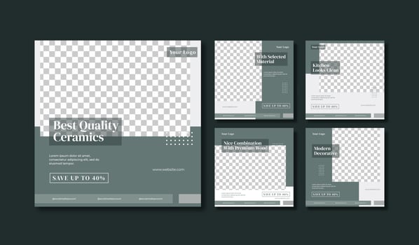 Elegant home furnishings social media post template vector
