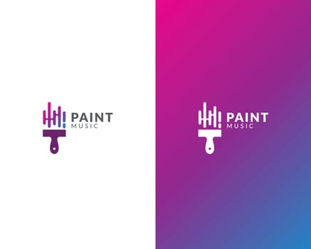 Paint and music logo design concept vector