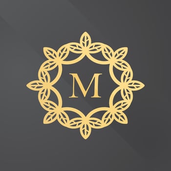Letter M, Floral Ornament Logo Template vector