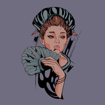 Japan kimono geisha illustration art geiko vector