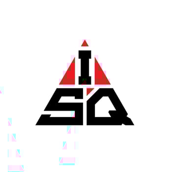 ISQ triangle letter logo design with triangle shape. ISQ triangle logo design monogram. ISQ triangle vector logo template with red color. ISQ triangular logo Simple, Elegant, and Luxurious Logo.
