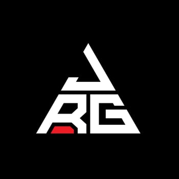 JRG triangle letter logo design with triangle shape. JRG triangle logo design monogram. JRG triangle vector logo template with red color. JRG triangular logo Simple, Elegant, and Luxurious Logo.