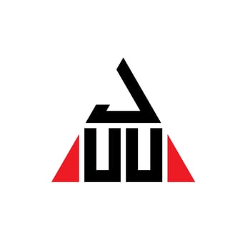 JUU triangle letter logo design with triangle shape. JUU triangle logo design monogram. JUU triangle vector logo template with red color. JUU triangular logo Simple, Elegant, and Luxurious Logo.