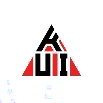 KUI triangle letter logo design with triangle shape. KUI triangle logo design monogram. KUI triangle vector logo template with red color. KUI triangular logo Simple, Elegant, and Luxurious Logo.