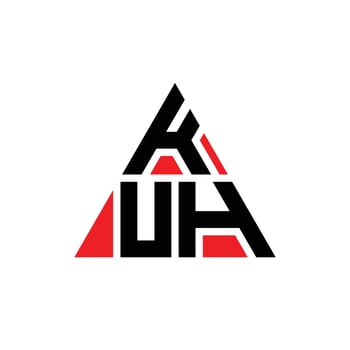 KUH triangle letter logo design with triangle shape. KUH triangle logo design monogram. KUH triangle vector logo template with red color. KUH triangular logo Simple, Elegant, and Luxurious Logo.