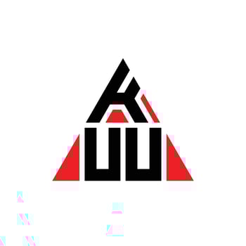 KUU triangle letter logo design with triangle shape. KUU triangle logo design monogram. KUU triangle vector logo template with red color. KUU triangular logo Simple, Elegant, and Luxurious Logo.