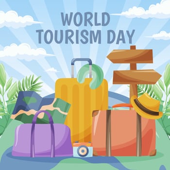 World Tourism Day Doodle Hand Drawn Concept vector