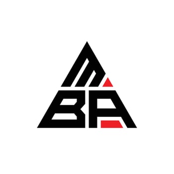 MBA triangle letter logo design with triangle shape. MBA triangle logo design monogram. MBA triangle vector logo template with red color. MBA triangular logo Simple, Elegant, and Luxurious Logo.
