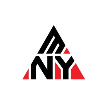 MNY triangle letter logo design with triangle shape. MNY triangle logo design monogram. MNY triangle vector logo template with red color. MNY triangular logo Simple, Elegant, and Luxurious Logo.