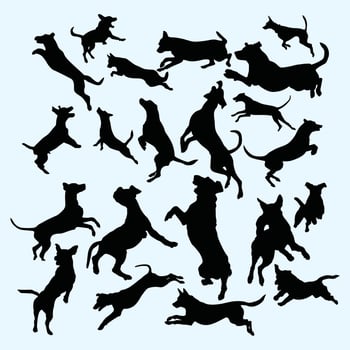 Jumping Dogs Silhouette Art vector