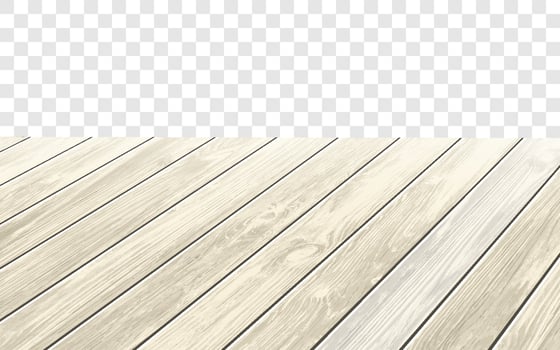 Wooden table top with aged surface, realistic vector illustration. Vintage dining table made of darkened wood, realistic plank texture. Empty desk top isolated on white wall.