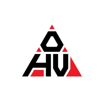OHV triangle letter logo design with triangle shape. OHV triangle logo design monogram. OHV triangle vector logo template with red color. OHV triangular logo Simple, Elegant, and Luxurious Logo.