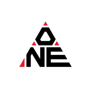 ONE triangle letter logo design with triangle shape. ONE triangle logo design monogram. ONE triangle vector logo template with red color. ONE triangular logo Simple, Elegant, and Luxurious Logo.