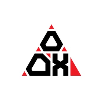 OOX triangle letter logo design with triangle shape. OOX triangle logo design monogram. OOX triangle vector logo template with red color. OOX triangular logo Simple, Elegant, and Luxurious Logo.