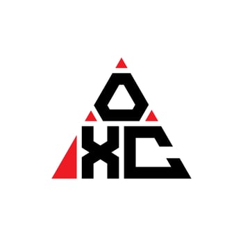 OXC triangle letter logo design with triangle shape. OXC triangle logo design monogram. OXC triangle vector logo template with red color. OXC triangular logo Simple, Elegant, and Luxurious Logo.