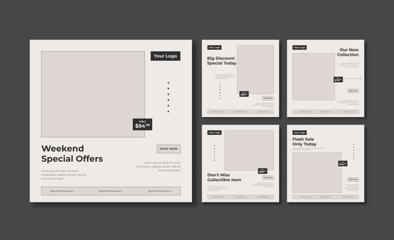 Beautiful classic and vintage style social media post template vector