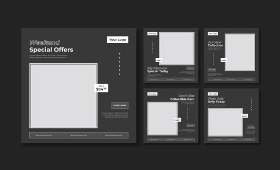 Simple retro style social media post template vector