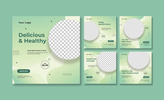 Beautiful healthy food social media post template vector