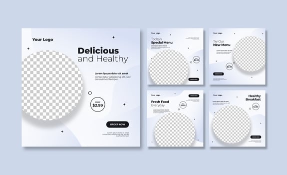 Beautiful food social media post template vector