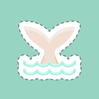Sticker line cut Whale. suitable for seafood symbol. simple design editable. design template vector. simple illustration vector