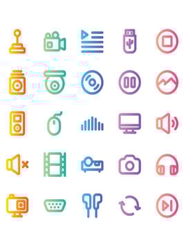 Multimedia Icon Set 30 isolated on white background vector