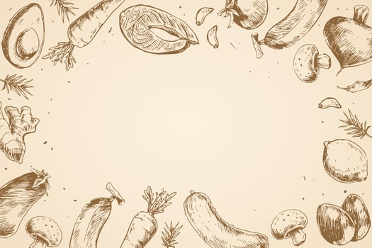 Organic Food Background Hand Drawn Concept vector