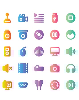 Multimedia Icon Set 30 isolated on white background vector