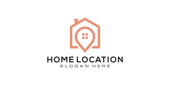 Home location with house and map marker logo vector