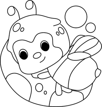 coloring page alphabets animal cartoon bee vector