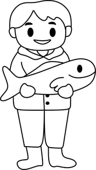 coloring page alphabets profession cartoon fisherman vector