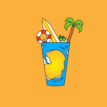 Summer mood in the form of a glass of fresh juice. Vector Illustration