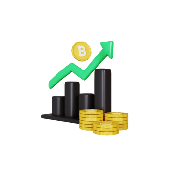 3d rendering bitcoin graph grow up illustration png