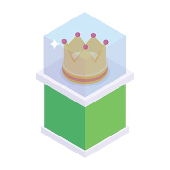 Modern handcrafted icon of museum crown, isometric style vector