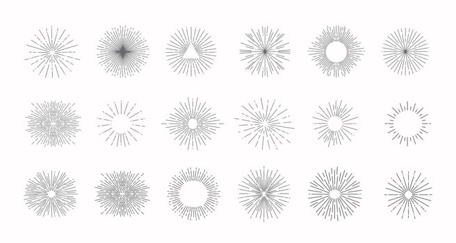 Vintage Sun Burst, Sun Rays vector line